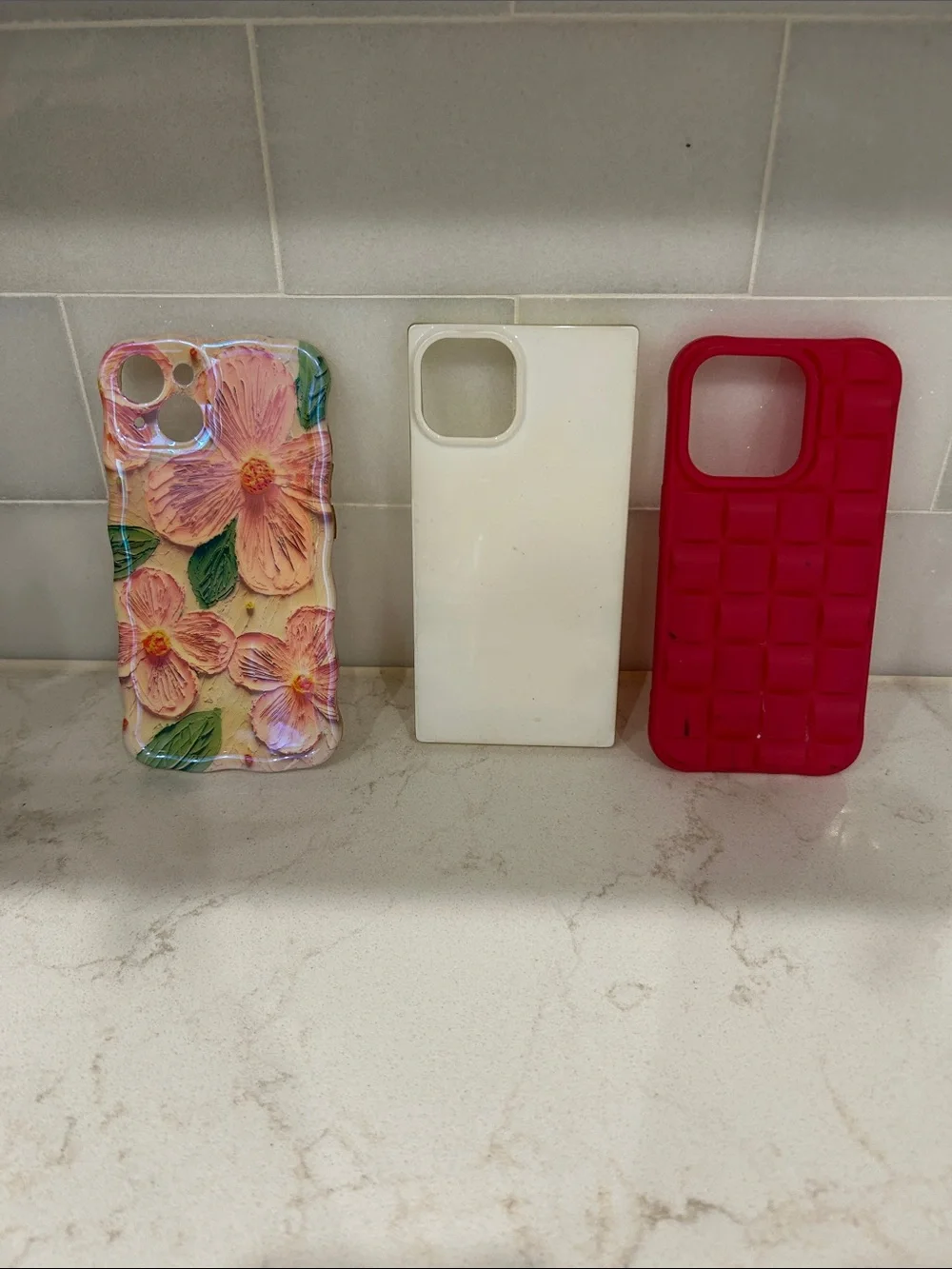 Phone Case Bundle - Floral, White, and Pink Protective Covers-set of 3